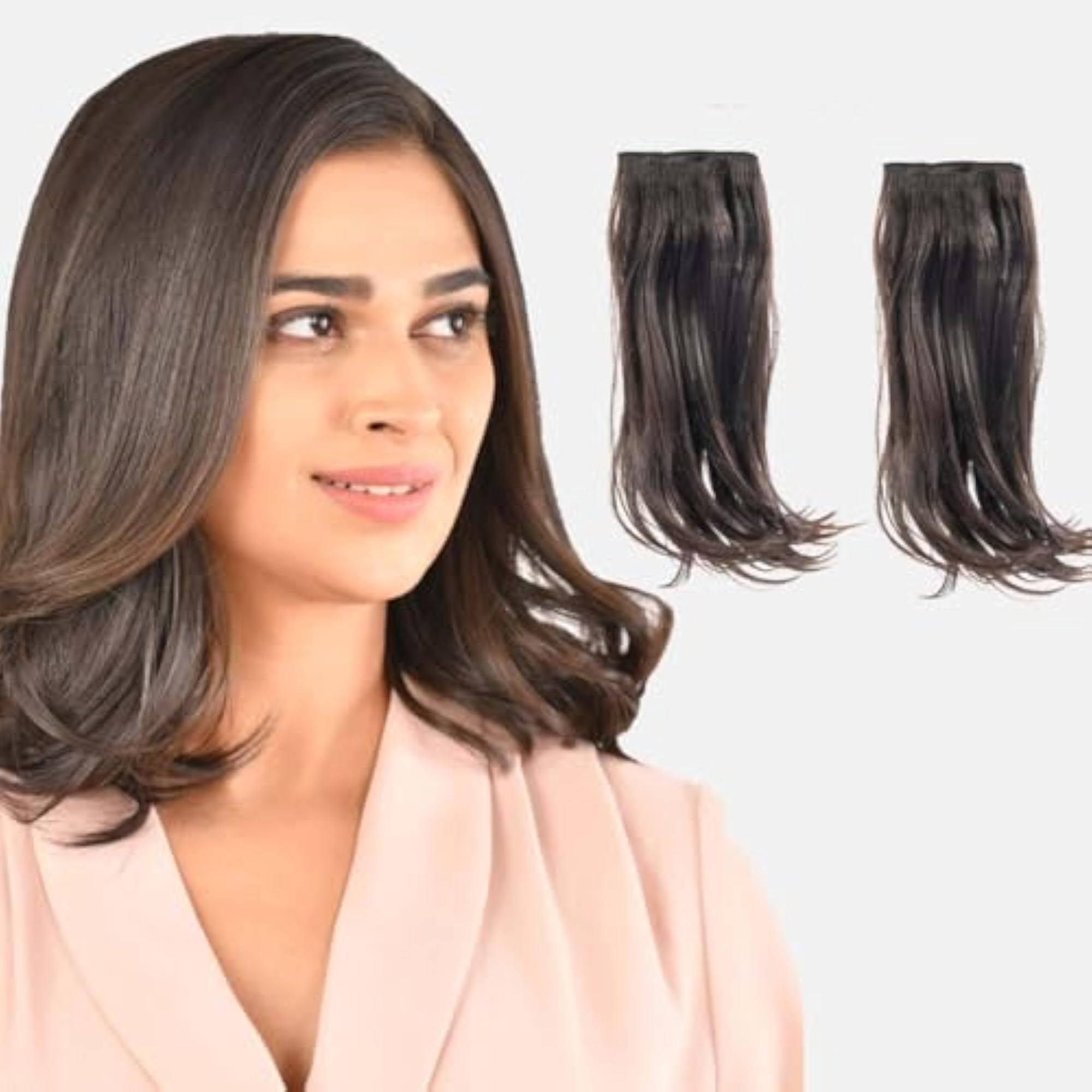 2pc Scarlett Wave Side Bang Clip-Ins, Natural Brown